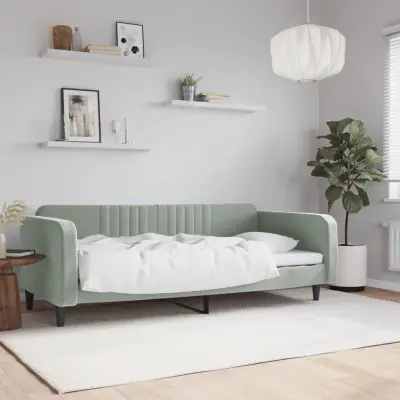 The Living Store Raztegljiva postelja svetlo siva 100x200 cm žamet - Raztegljiv Kavč