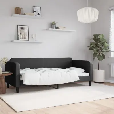 The Living Store Raztegljiva postelja črna 80x200 cm blago - Raztegljiv Kavč