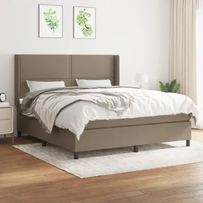 The Living Store Box spring postelja z vzmetnico taupe 180x200 cm blago - Box Spring Postelja