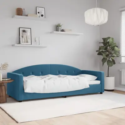 The Living Store Raztegljiva postelja modra 80x200 cm žamet - Raztegljiv Kavč