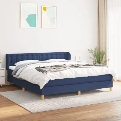 The Living Store Box spring postelja z vzmetnico modra 160x200 cm blago - Box Spring Postelja