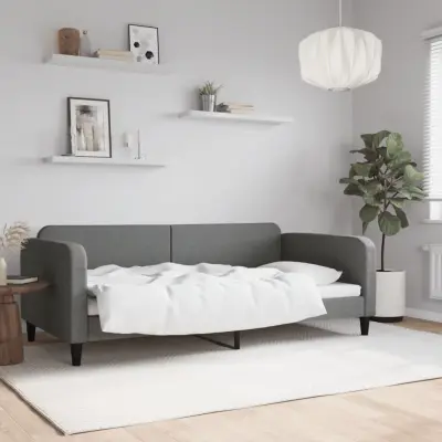 The Living Store Raztegljiva postelja temno siva 100x200 cm blago - Raztegljiv Kavč