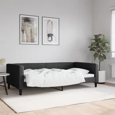 The Living Store Raztegljiva postelja črna 100x200 cm blago - Raztegljiv Kavč