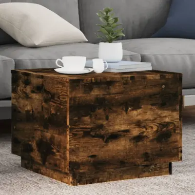 The Living Store Klubska mizica z LED lučkami dimljeni hrast 50x50x40 cm - Klubska Mizica