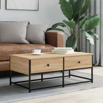 The Living Store Klubska mizica sonoma hrast 100x51x40 cm inženirski les - Klubska Mizica