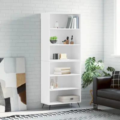 The Living Store Visoka komoda bela 69,5x32,5x180 cm inženirski les - Visoka Omarica