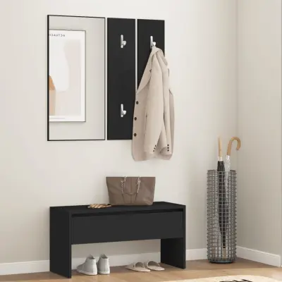 The Living Store Komplet pohištva za predsobo črn inženirski les - Komplet Pohištva Za Hodnik