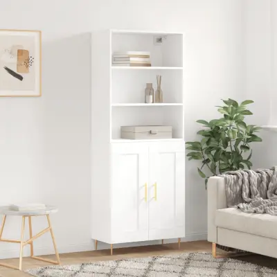 The Living Store Visoka omara bela 69,5x34x180 cm inženirski les - Visoka Omarica
