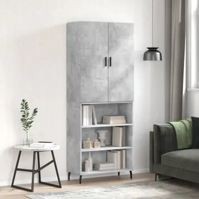 The Living Store Visoka komoda betonsko siva 69,5x34x180 cm inženirski les - Visoka Omara