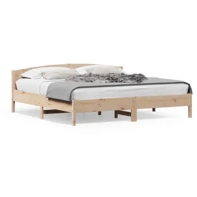 The Living Store Posteljni okvir brez vzmetnice 200x200 cm trdna borovina - Posteljni Okvir