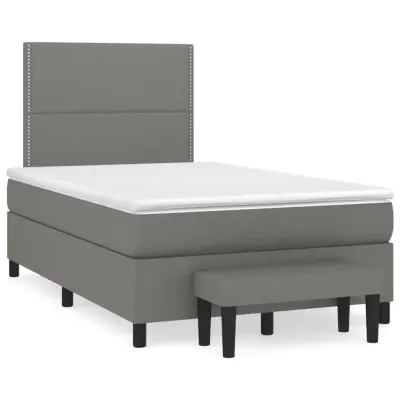 The Living Store Box spring postelja z vzmetnico temno siva 120x190 cm blago - Box Spring Postelja