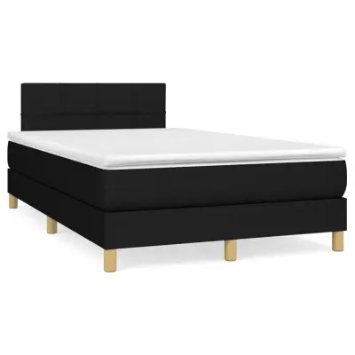 The Living Store Box spring postelja z vzmetnico črna 120x190 cm blago - Box Spring Postelja