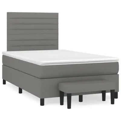 The Living Store Box spring postelja z vzmetnico temno siva 120x190 cm blago - Box Spring Postelja