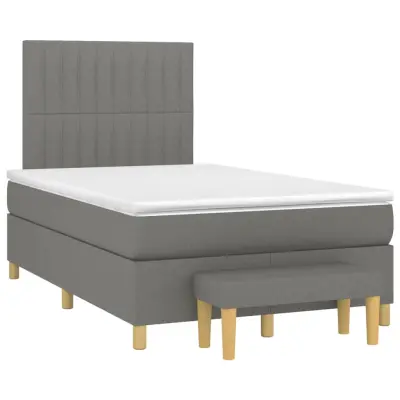 The Living Store Box spring postelja z vzmetnico temno siva 120x190 cm blago - Box Spring Postelja