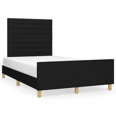 The Living Store Posteljni okvir z vzglavjem črn 120x190 cm tkanina - Posteljni Okvir Z Vzglavjem