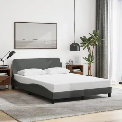 The Living Store Posteljni okvir brez vzmetnice temno siv 140x190 cm blago - Posteljni Okvir