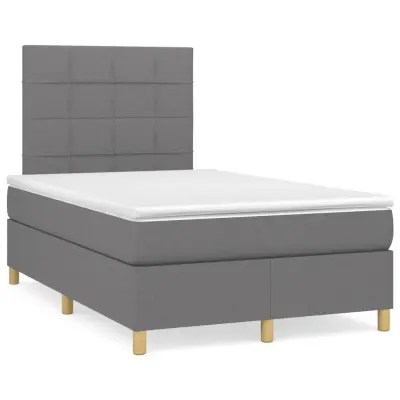 The Living Store Box spring postelja z vzmetnico LED temno siva 120x190 cm blago - Box Spring Postelja
