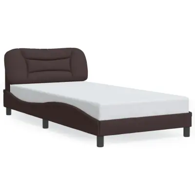 The Living Store Posteljni okvir z LED lučkami temno rjav 100x200 cm tkanina - Posteljni Okvir
