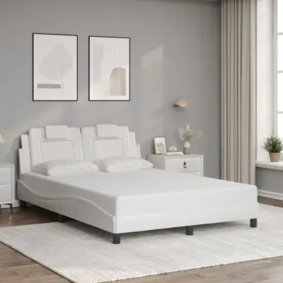 The Living Store Posteljni okvir z vzglavjem bela 120x200 cm umetno usnje - Posteljni Okvir