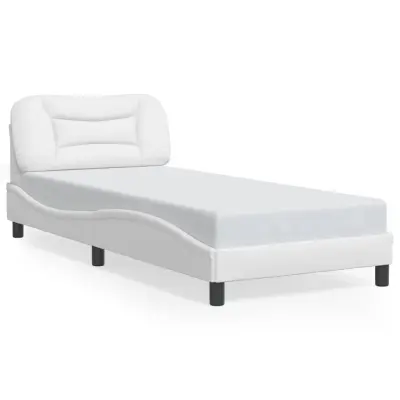 The Living Store Posteljni okvir z LED lučkami bel 90x190 cm umetno usnje - Posteljni Okvir