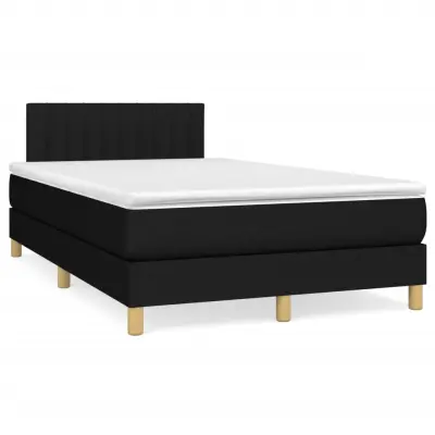The Living Store Box spring postelja z vzmetnico črna 120x190 cm blago - Box Spring Postelja