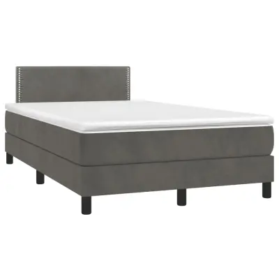 The Living Store Box spring postelja z vzmetnico LED temno siva 120x190 cm žamet - Box Spring Postelja
