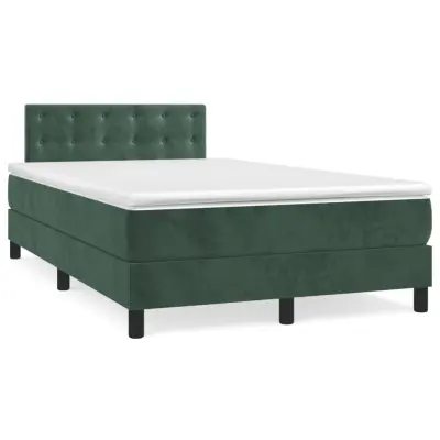 The Living Store Box spring postelja z vzmetnico temno zelen 120x190 cm žamet - Box Spring Postelja