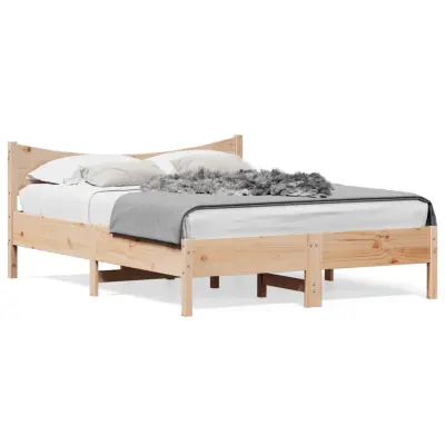 The Living Store Posteljni okvir brez vzmetnice 135x190 cm trdna borovina - Posteljni Okvir