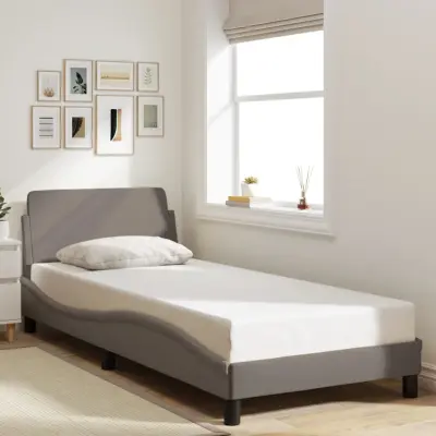 The Living Store Posteljni okvir z vzglavjem taupe 90x190 cm blago - Posteljni Okvir