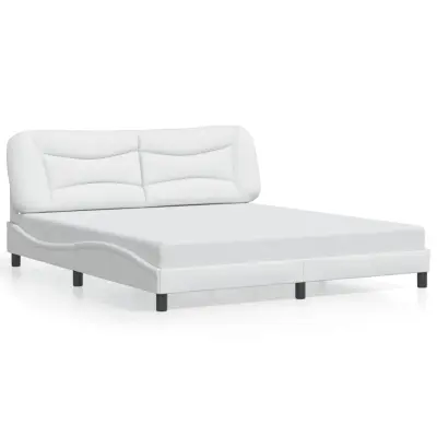 The Living Store Posteljni okvir z LED lučkami bel 180x200 cm umetno usnje - Posteljni Okvir