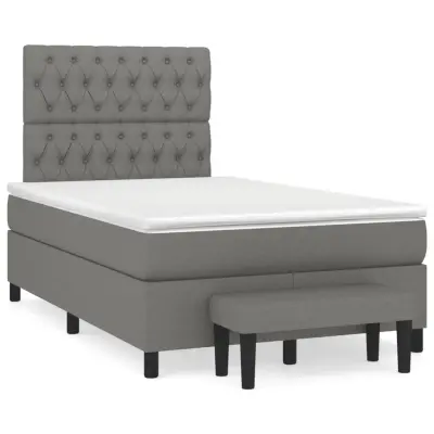 The Living Store Box spring postelja z vzmetnico temno siva 120x190 cm blago - Box Spring Postelja