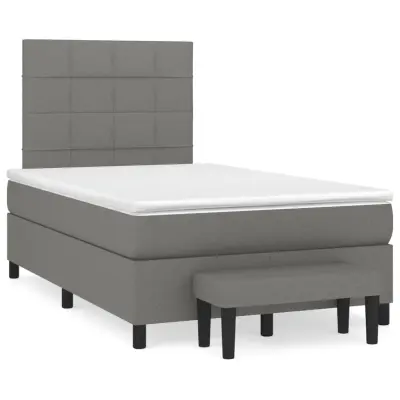 The Living Store Box spring postelja z vzmetnico temno siva 120x190 cm blago - Box Spring Postelja