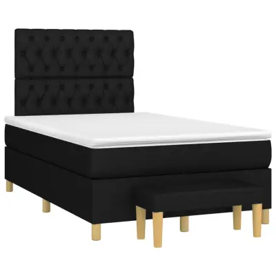 The Living Store Box spring postelja z vzmetnico črna 120x190 cm blago - Box Spring Postelja
