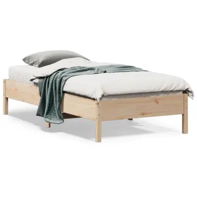 The Living Store Posteljni okvir brez vzmetnice 75x190 cm trdna borovina - Posteljni Okvir