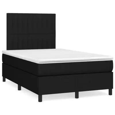 The Living Store Box spring postelja z vzmetnico LED črna 120x190 cm blago - Box Spring Postelja