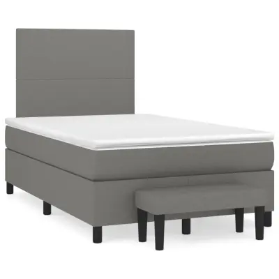 The Living Store Box spring postelja z vzmetnico temno siva 120x190 cm blago - Box Spring Postelja
