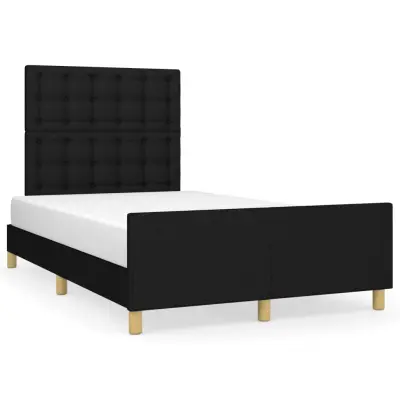 The Living Store Posteljni okvir z vzglavjem črn 120x190 cm tkanina - Posteljni Okvir Z Vzglavjem