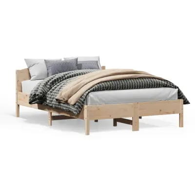 The Living Store Posteljni okvir brez vzmetnice 150x200 cm trdna borovina - Posteljni Okvir