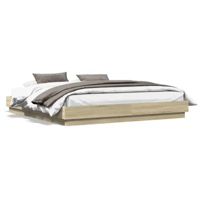 The Living Store Posteljni okvir z LED diodami sonoma hrast 180x200 cm - Posteljni Okvir