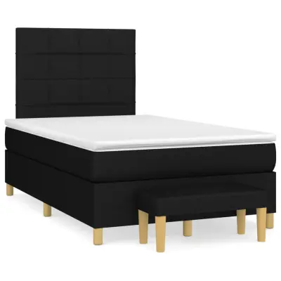 The Living Store Box spring postelja z vzmetnico črna 120x190 cm blago - Box Spring Postelja