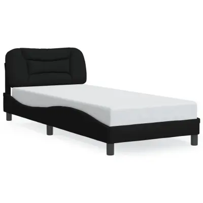 The Living Store Posteljni okvir z LED lučkami črn 90x190 cm tkanina - Posteljni Okvir
