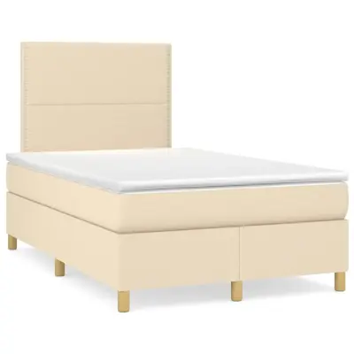 The Living Store Box spring postelja z vzmetnico krem 120x190 cm blago - Box Spring Postelja