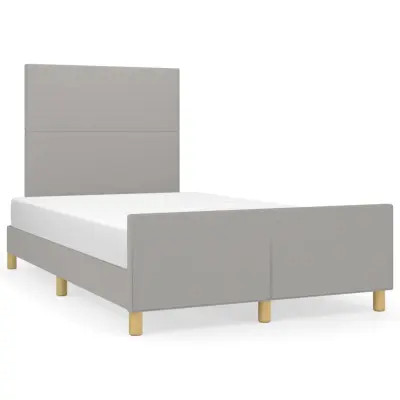 The Living Store Posteljni okvir z vzglavjem svetlo siv 120x190 cm tkanina - Posteljni Okvir Z Vzglavjem