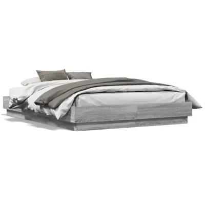The Living Store Posteljni okvir z LED diodami siva sonoma 120x190 cm - Posteljni Okvir