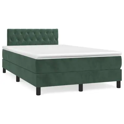 The Living Store Box spring postelja z vzmetnico temno zelen 120x190 cm žamet - Box Spring Postelja