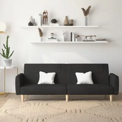 The Living Store Kavč dvosed z ležiščem črno blago - Raztegljiv Kavč