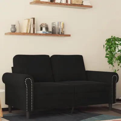 The Living Store Kavč dvosed črn 120 cm žamet - Dvosed
