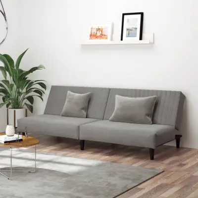 The Living Store Kavč dvosed z ležiščem svetlo siv žamet - Raztegljiv Kavč