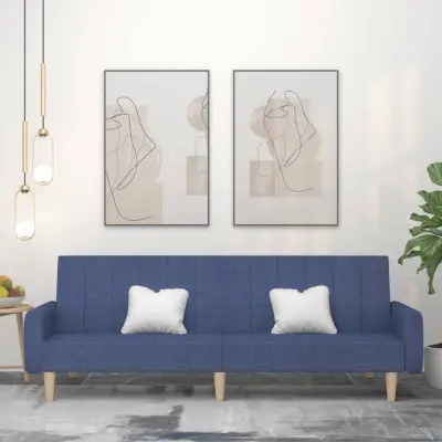 The Living Store Kavč dvosed z ležiščem modro blago - Raztegljiv Kavč