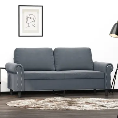 The Living Store Dvosed temno siv 140 cm žamet - Dvosed